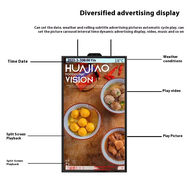 Intelligent dual screen display counting advertising machine