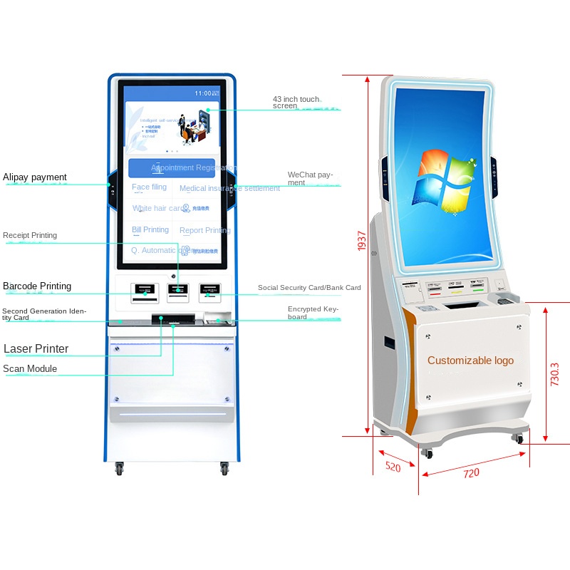 Multi functional self-service machine for terminal payment inquiry and ticket retrieval